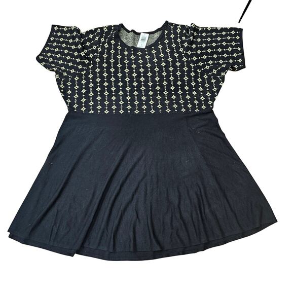 Torrid Black & Gold Intarsia Sweater Skater Dress Plus Size 6X - Picture 5 of 8